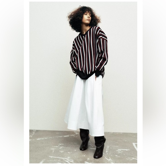 ZARA STRIPED KNIT POLO SWEATER - Picture 1 of 10